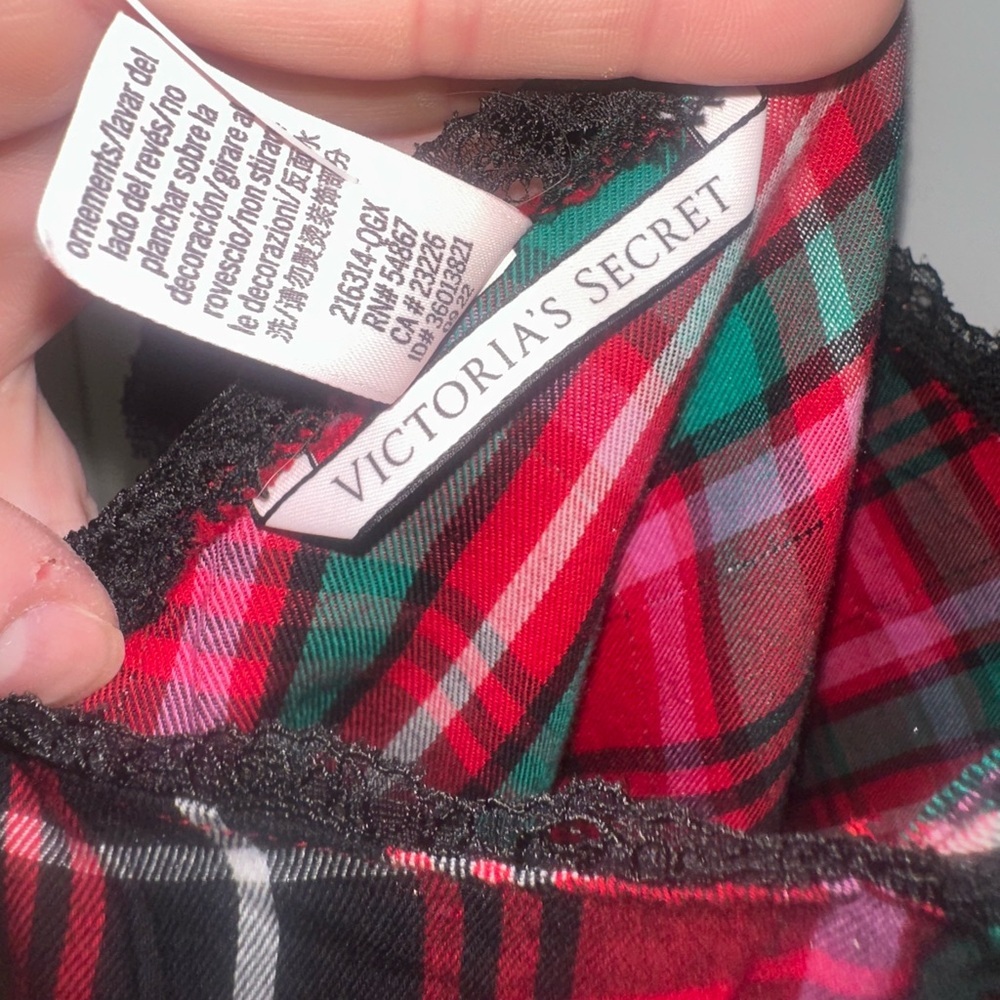 NWT Victoria's Secret Red Plaid Lace-Trim Slip Size Large NEW - Picture 5 of 6